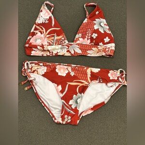 Floral Bikini Set in Red and White